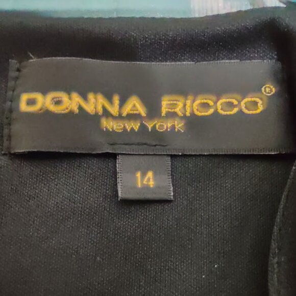 DONNA RICCO BLACK SLEEVELESS ASYMMETRIC LAYERS EVENING DRESS RUCHED SIDE SIZE 14 - Picture 8 of 12